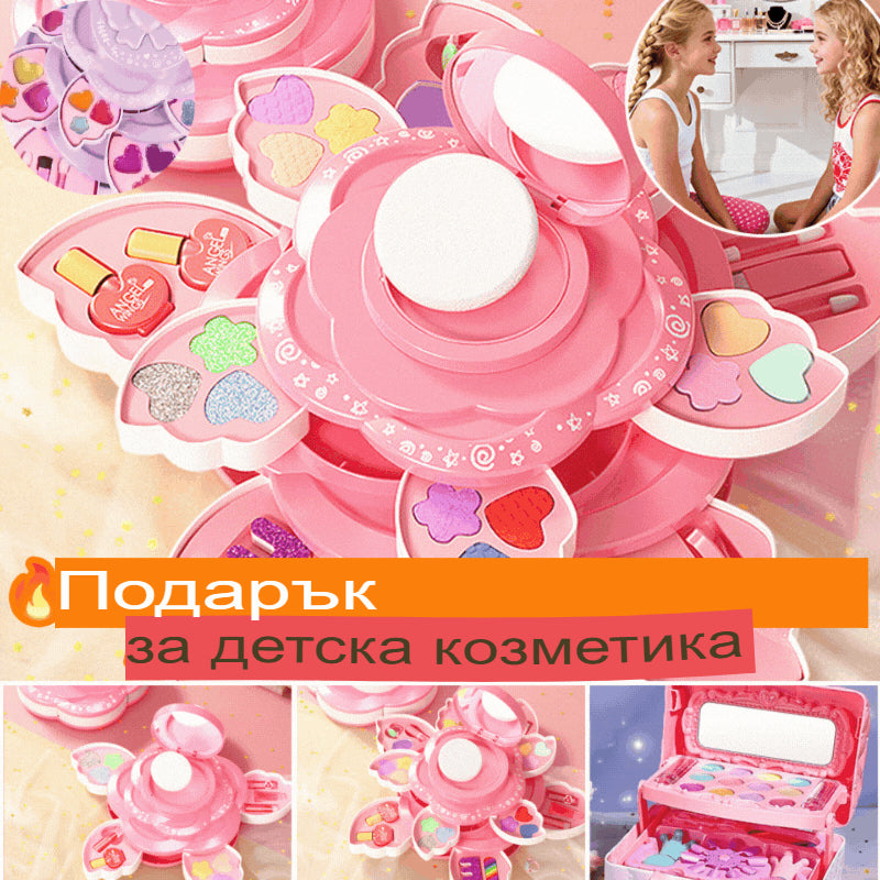 👸💄🎁Детски въртящ се комплект козметика, аксесоари за грим - коледен подарък