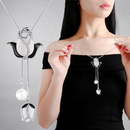 [3 цвята за избор] дълго темпераментно колие от опал и лале