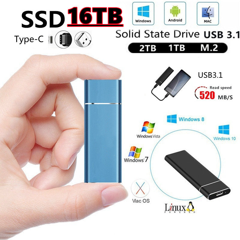 ⚡【1 TB, 2 TB, 4 TB, 8 TB, 12 TB, 16 TB】Мобилен SSD диск SSD