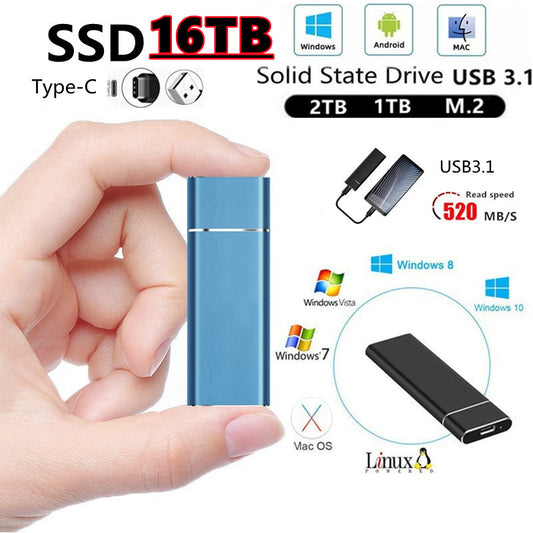 ⚡【1 TB, 2 TB, 4 TB, 8 TB, 12 TB, 16 TB】Мобилен SSD диск SSD